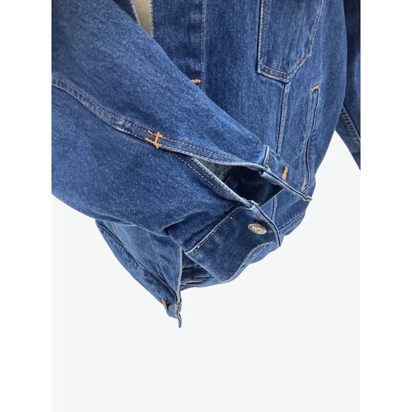 Vintage 90's Marlboro Country Store Denim Jacket Leather Collar Size XL - Picture 5 of 13